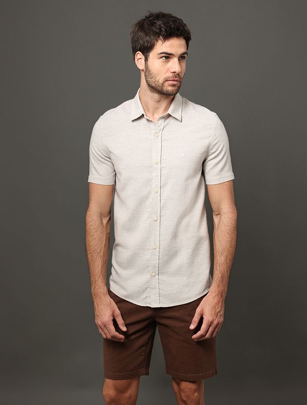Camisa Masculina Tela Calvin Klein Jeans - Off White Camisa Masculina Tela Calvin Klein Jeans Off White Ggg
