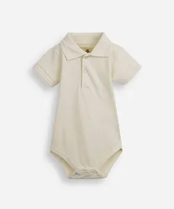 body polo infantil de algodão manga curta com bordado amarelo 18-24