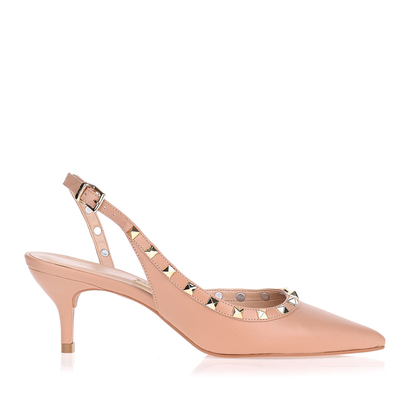 Slingback Salto Médio New Couro Nude