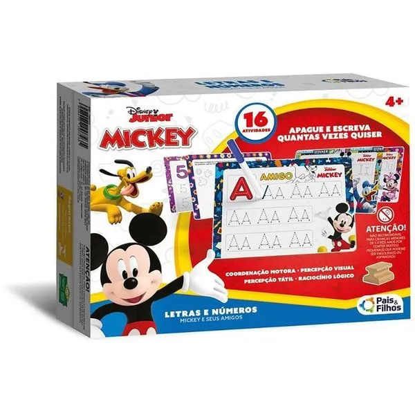 Brinquedo Pedagógico Mickey Letras e Números 16 Atividades Educativas Pais & Filhos Brinquedo Pedagógico Mickey Letras e Números 16 Atividades Pais & Filhos