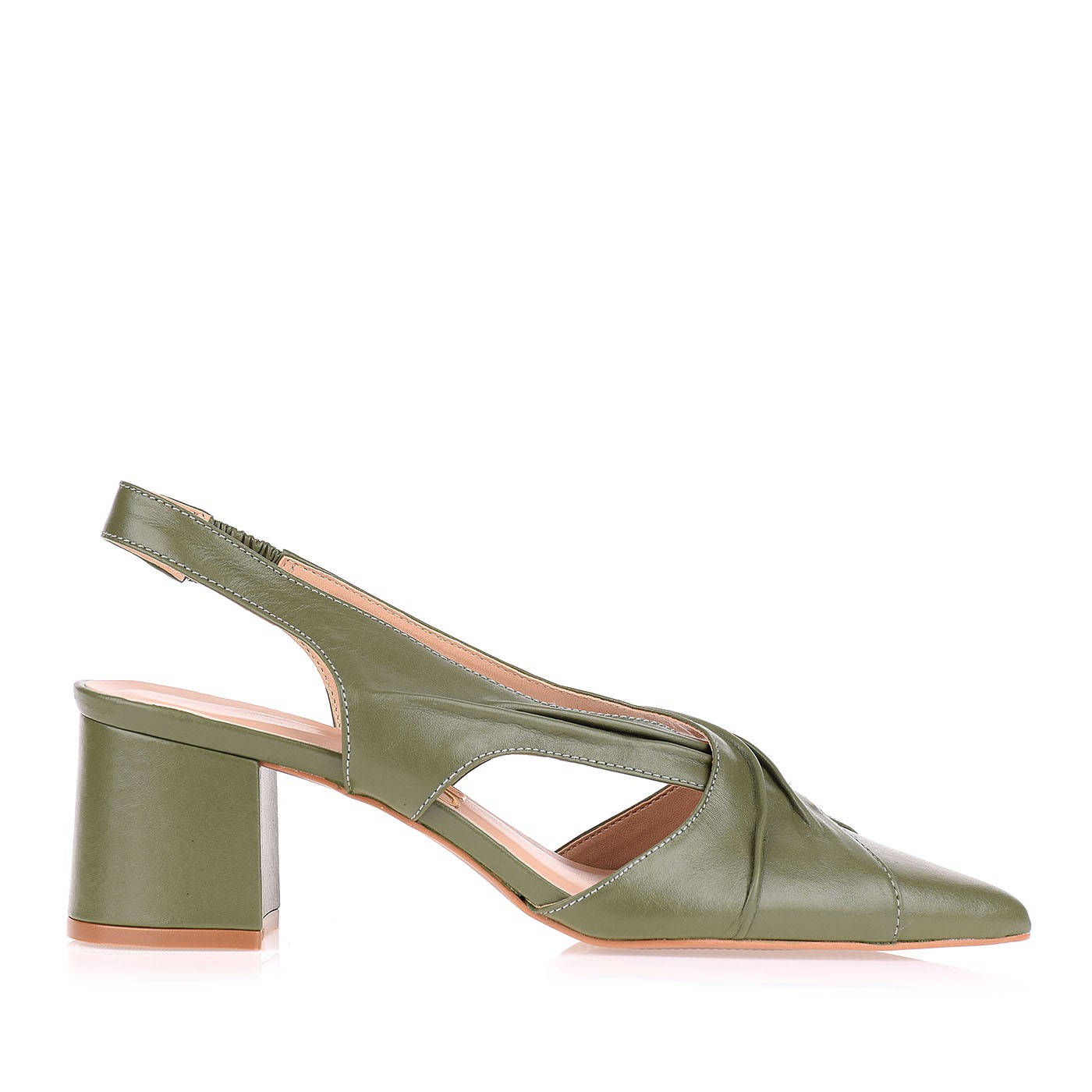 Slingback Salto Médio New Couro Forest