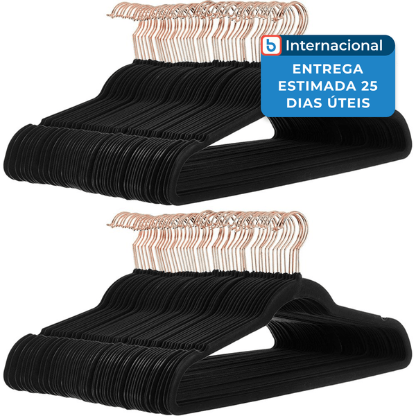 Cabides Amazon Basics Antiderrapantes Com 100 Unidades Preto E Dourado Rosa A-MBI