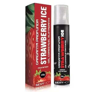 Gel Comestivel Eletrizante Garganta Profunda Strawberry Ice 15g Sexy Hot - Miess