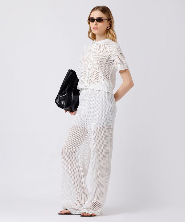 calça reta feminina de tricot mindset branca G