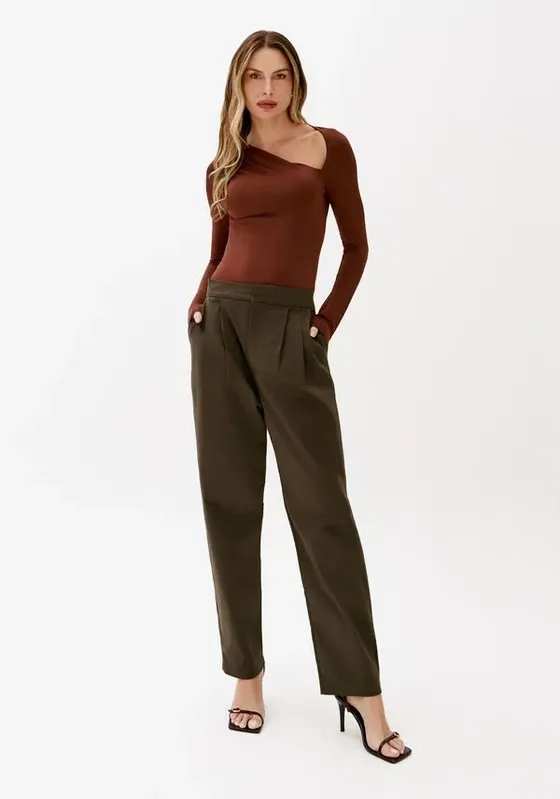 Calça Carrot De Sarja Verde M