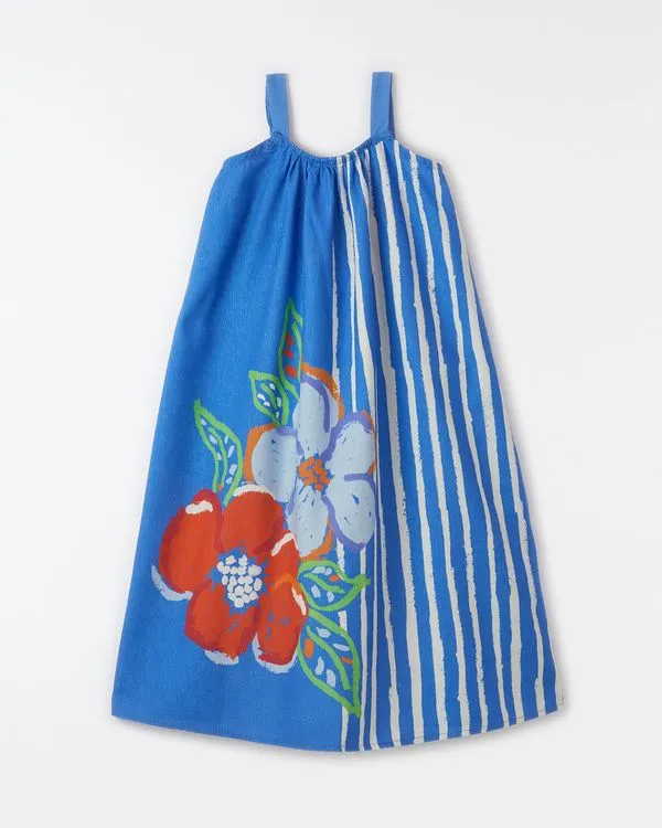 Vestido Flor De Verao Est Flor De Verao Fundo Azul Mar - 4