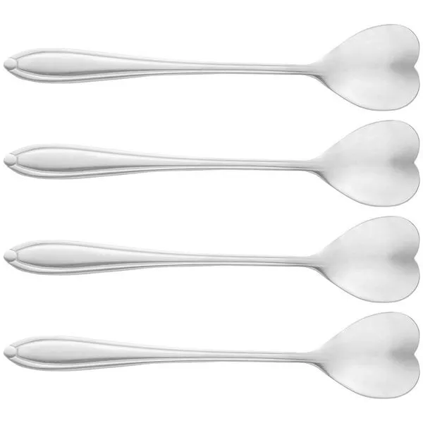 Conjunto de Colheres para Chá Wolff Heart em Aço Inox Prata - 4 Peças Prata