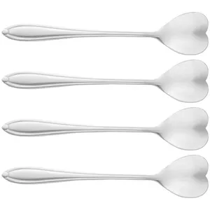 Conjunto de Colheres para Chá Wolff Heart em Aço Inox Prata - 4 Peças Prata