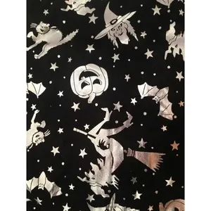 Capa Estampas De Halloween Partiu Festas Metalizada Preta E Prata 140cm PAF340 (MP)