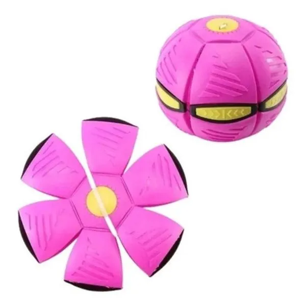 Brinquedo Esportivo Bola Mágica Voadora Maluca Grande Que Vira Disco Voador com Leds Laterais Rosa OEM Brinquedo Esportivo Bola Mágica Voadora Maluca Grande com Função Bumerangue e Leds Rosa OEM