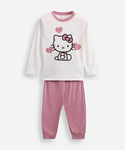 pijama longo infantil hello kitty off white 10