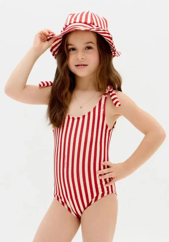 Maiô Bambini Listrado Vermelho 6