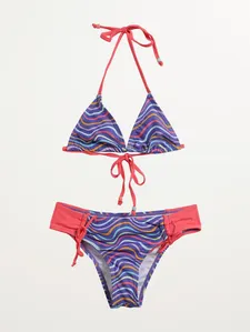 Biquíni Cortininha Juvenil Para Menina - AZUL/VERMELHO 16