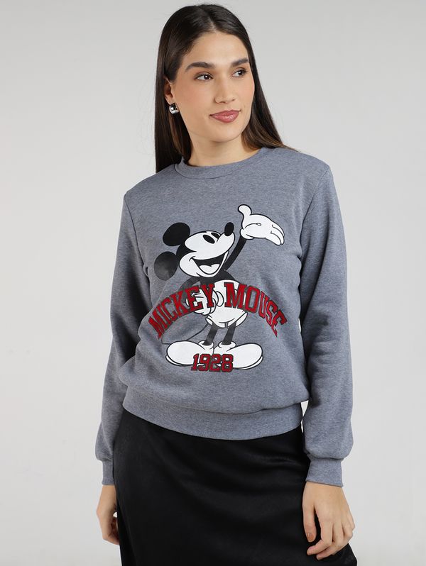 Moletom Mickey Disney Feminino CINZA CLARO GG