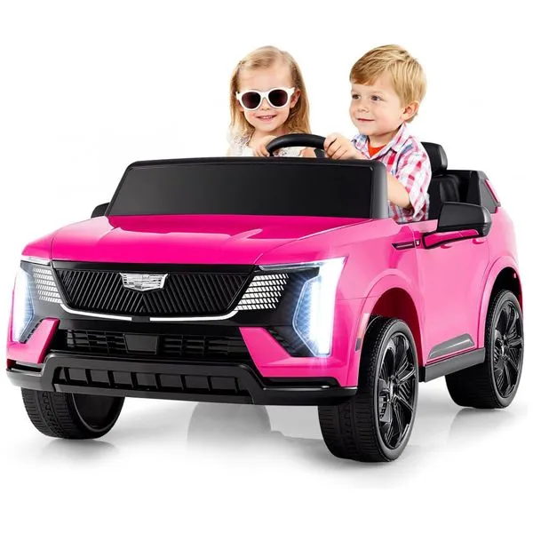 Carro Elétrico Infantil Licenciado Costzon Cadillac 24V 2 Lugares, Controle Remoto, Suspensão 4 Rodas, Música, Luzes LED, Rosa