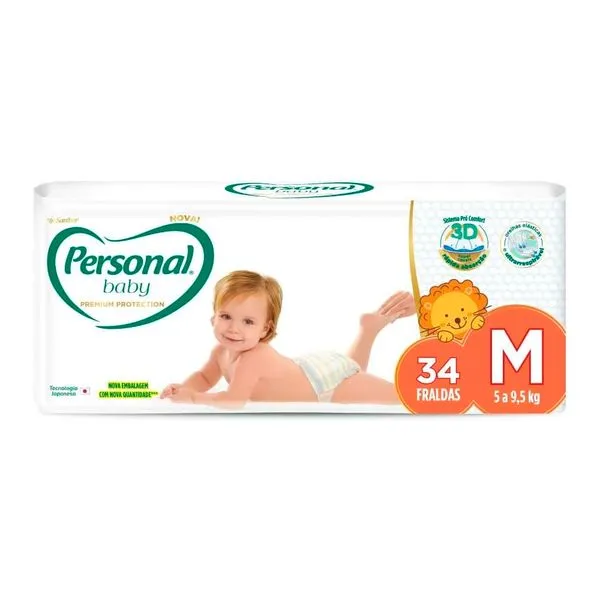 Fralda Descartável Personal Premium Protection M Com 34 Unidades
