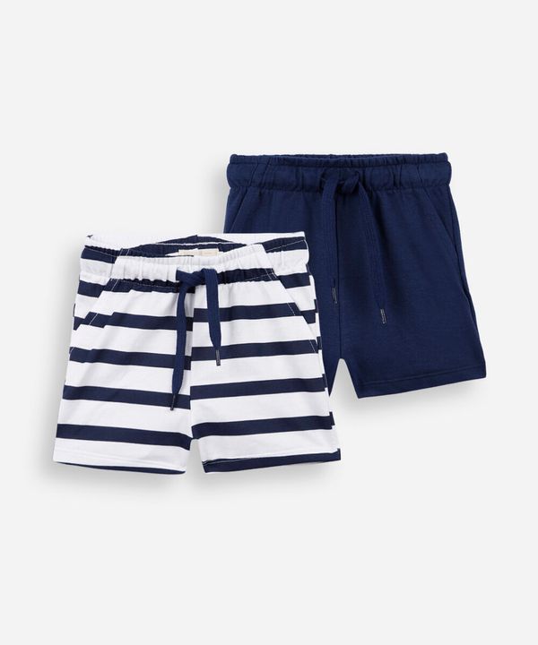 kit de 2 bermudas infantis de algodão azul 1