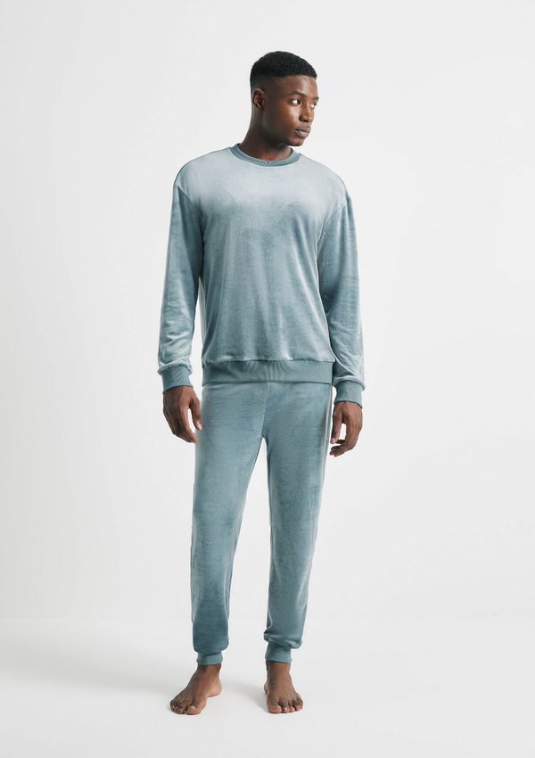Pijama Longo Masculino Comfort Em Plush - Azul XXG