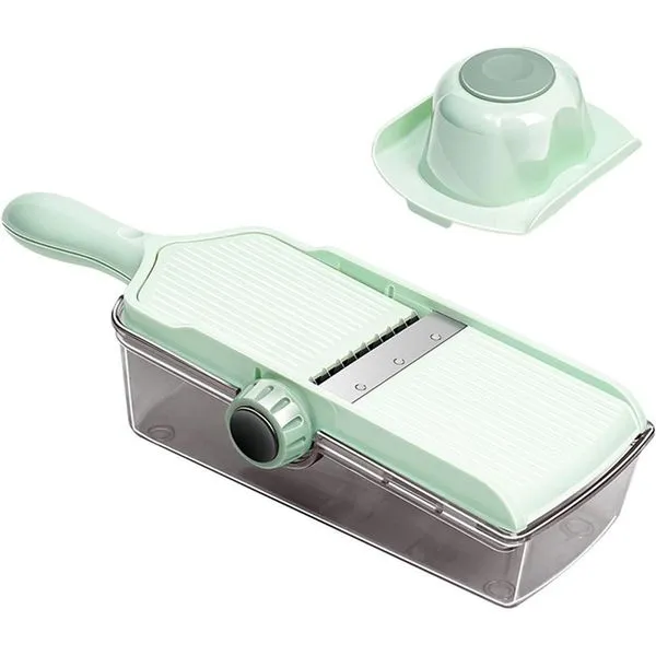 Fatiador Manual de Legumes Lovfe com Lâmina Ajustável e Suporte Verde HEC7 E-BI