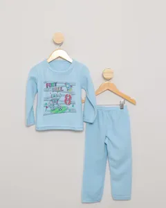 Pijama Bebê Soft Manga Longa Estampa Futebol Azul 3