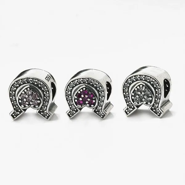 Berloque Bali Espaçador Ferradura Cravejado Zircônias Rosa Claro