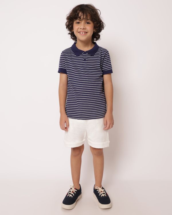 Bermuda Infantil Reta Algodão com Bolsos Barra Dobrada Bege 4