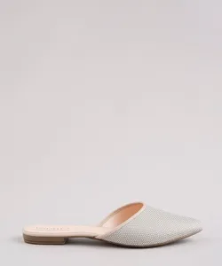 Mule Feminino Oneself Bico Fino Texturizado Azul Claro 36