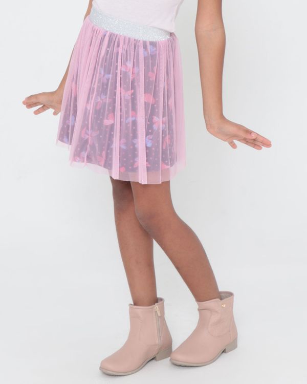 Saia Infantil Lurex Tule Rosa Claro 6