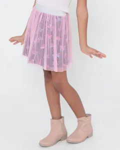 Saia Infantil Lurex Tule Rosa Claro 6