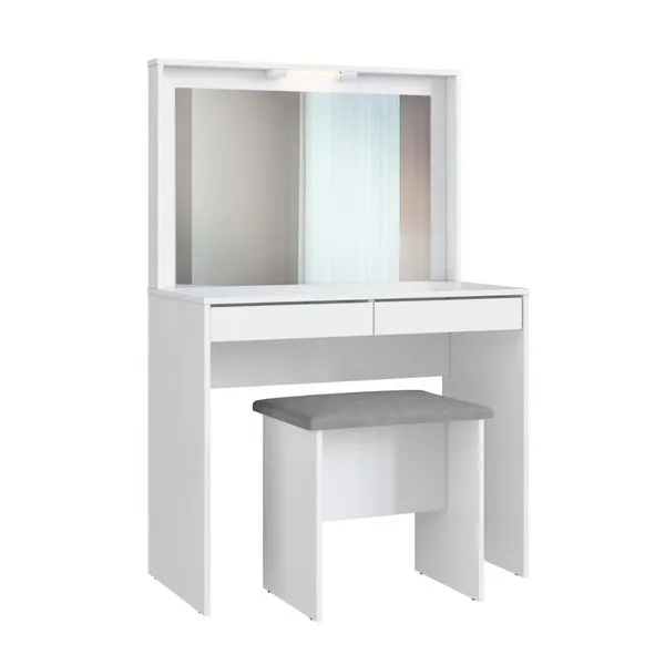Penteadeira Camarin Com 2 Gavetas E Banco Estofado Branco