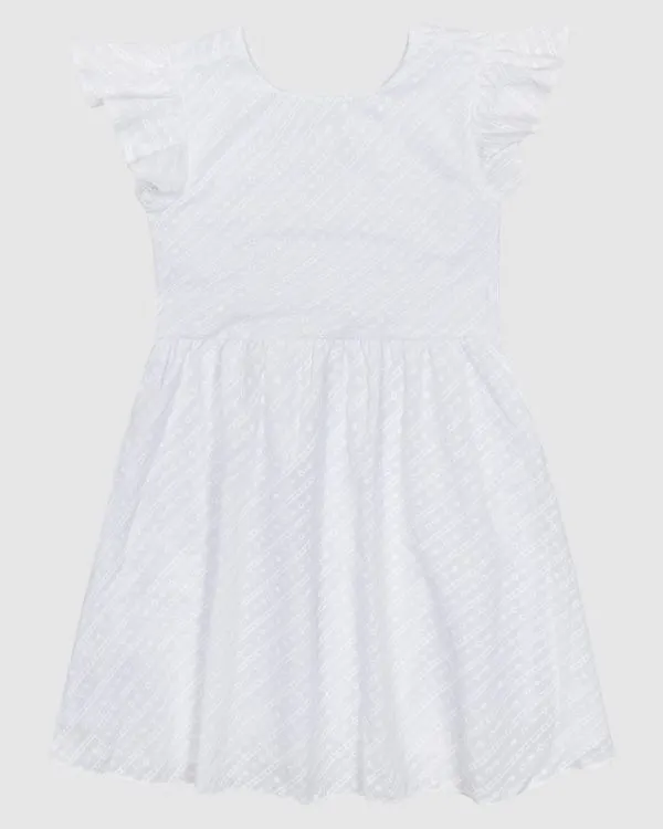 Vestido Menina Evasê Manga Babado Em Laise Algodão - Carinhoso Branco - 14