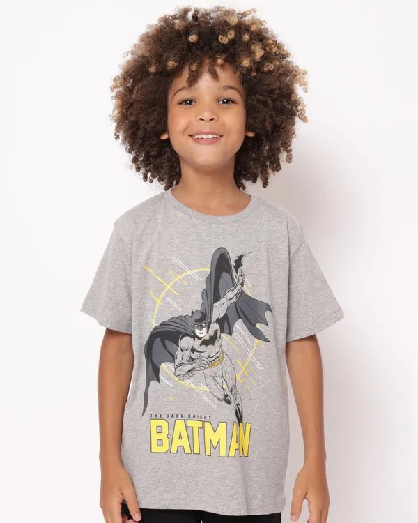 Camiseta Infantil DC Comics Batman Manga Curta Cinza 14