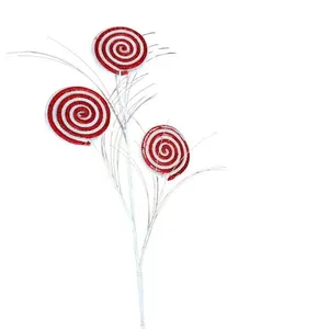 Galho Decorativo Natal Pirulito 75cm para Árvores Arranjos e Vasos com 3 Pirulitos Vermelho Tok da Casa Galho Decorativo Natal Pirulito 75cm com 3 Pirulitos para Árvores e Arranjos Vermelho Tok da Casa