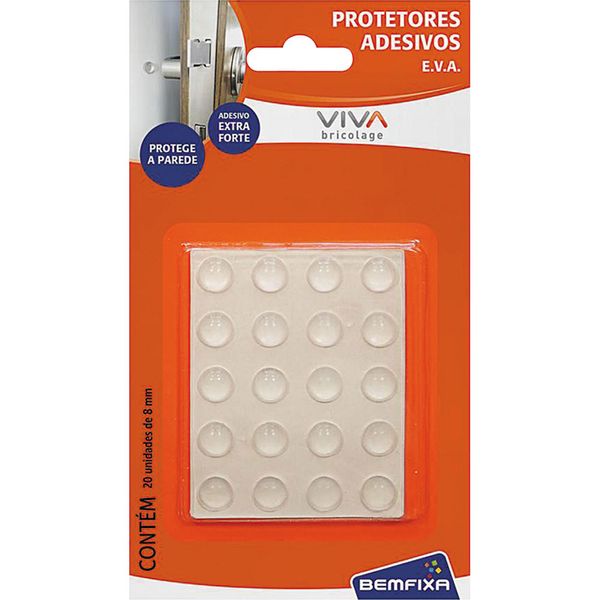 Protetor Adesivo EVA 8mm Redondo com 20 Unidades 9356 Bemfixa Transparente