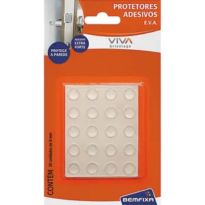 Protetor Adesivo EVA 8mm Redondo com 20 Unidades 9356 Bemfixa Transparente