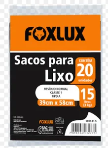 Saco De Lixo 15l 20 Peças Preto Almofadado Foxlux