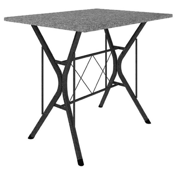 Mesa De Jantar Bruna 100x60 Cm Preta Com Granito Ocre Itabira - Artefamol