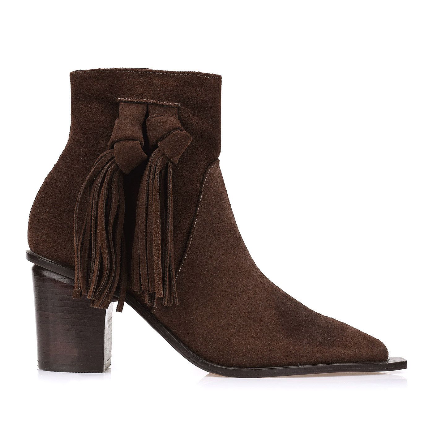 Bota Salto Médio New Suede Café