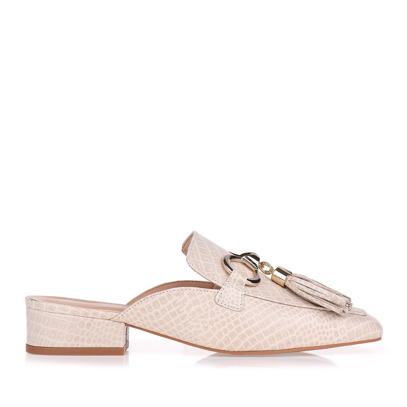 Flat Mini Croco Off White