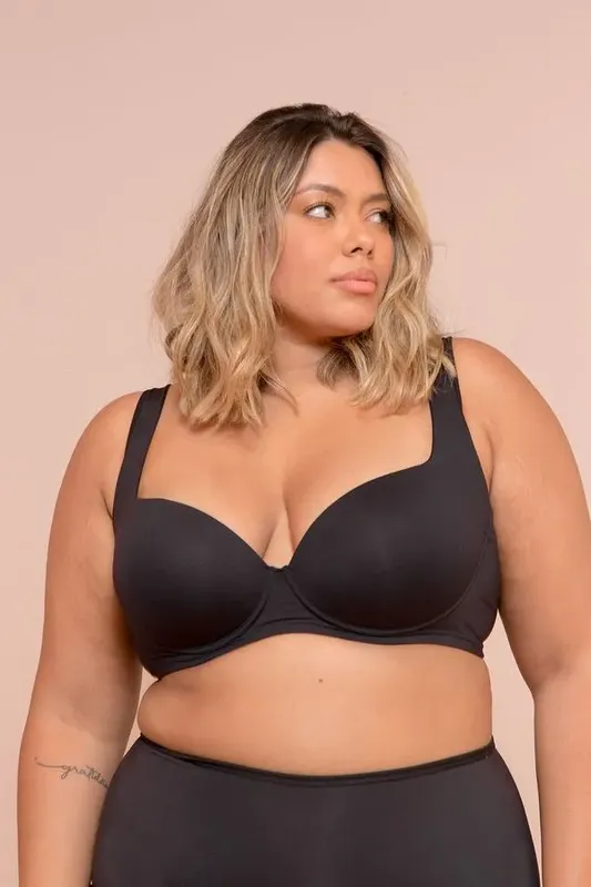 Sutiã Alças Soft Busto Largo Plus Size Preto-52