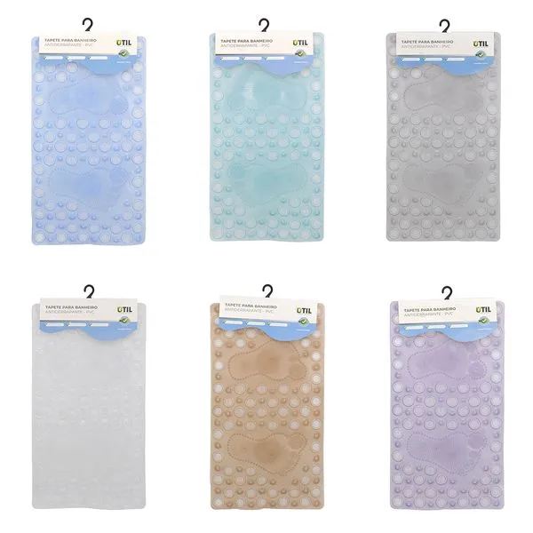 Tapete para Banho Antiderrapante PVC Estampa Pés Sortido 33x63cm 1649 - Útil