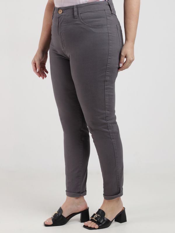Calça Cigarrete Sarja Plus Size Feminina CINZA 50
