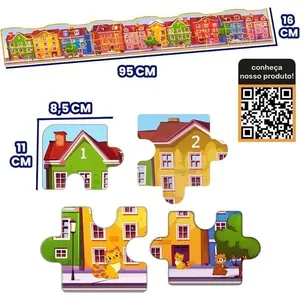 Quebra-cabeça Cartonado Educativo Longo 24 Peças 95x16cm Casinha dos Animais Homeplay Quebra-cabeça Cartonado Educativo Longo 24 Peças 95x16cm Homeplay