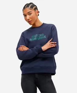 blusão feminino de moletom felpado matcha mornings azul P
