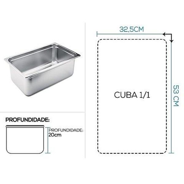 Cuba Gastronomica Inox Gn 1-1 X 200mm (530x325mm) Brasinox