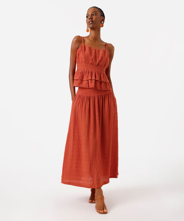 saia midi feminina texturizada laranja 36