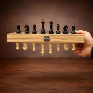 Jogo de Tabuleiro 3 em 1 Xadrez Dama Gamão Magnético Dobrável 34x34cm em Madeira com Estojo Dantas Jogo de Tabuleiro 3 em 1 Xadrez Dama Gamão Magnético Dobrável 34x34cm em Madeira Dantas