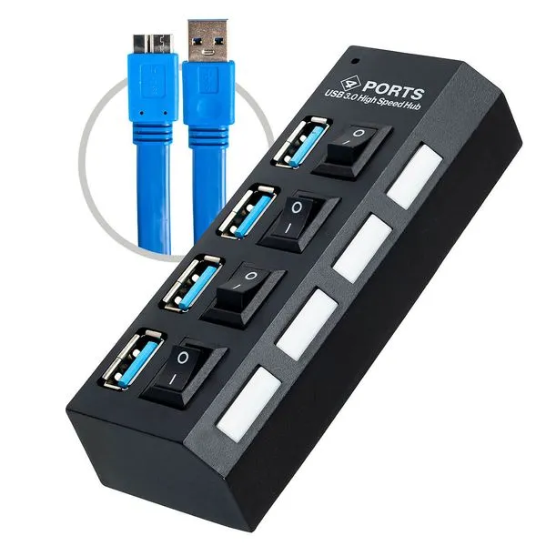 HUB USB 3.0 High Speed com 4 Portas