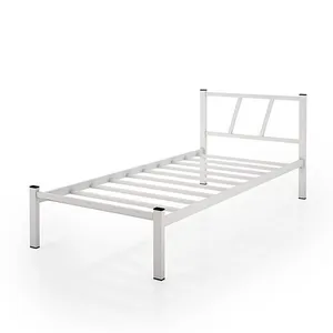 Cama Solteiro Tubolar de Ferro Helena 2 Cores Branco