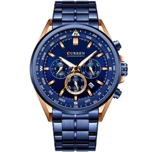 Relógio De Pulso Masculino Aço Inoxidável De Quartzo Casual Esportivo Azul